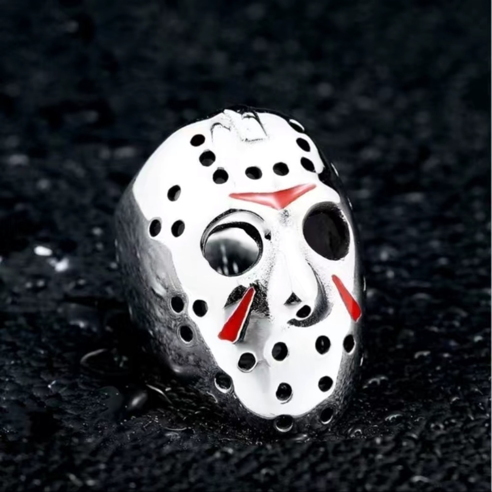🔖 CLEARANCE 🔖 NWT👺 STAINLESS STEEL FRIDAY THE 13TH JASON HOCKEY MASK RING Mens 9 - Picture 4 of 9